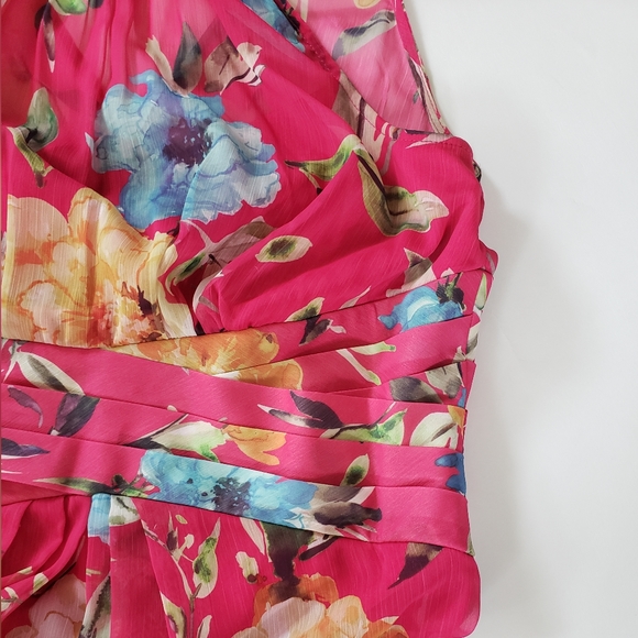 Adrianna Papell Floral Chiffon Maxi Halter Dress - Picture 10 of 10